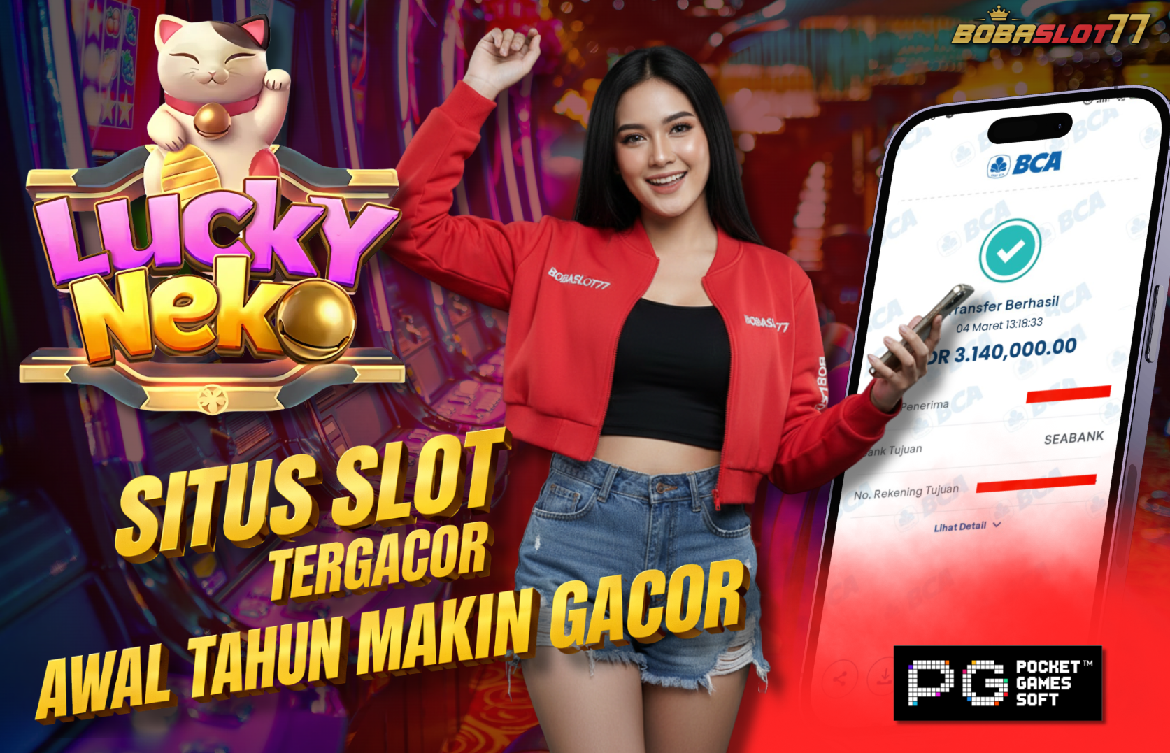 Selamat kepada user id : do***66 Wede Rp 3.140.000 di Game LUCKY NEKO PG SOFT Cair Gk Sampe 1 Menit! Menang Mudah di Bobaslot77